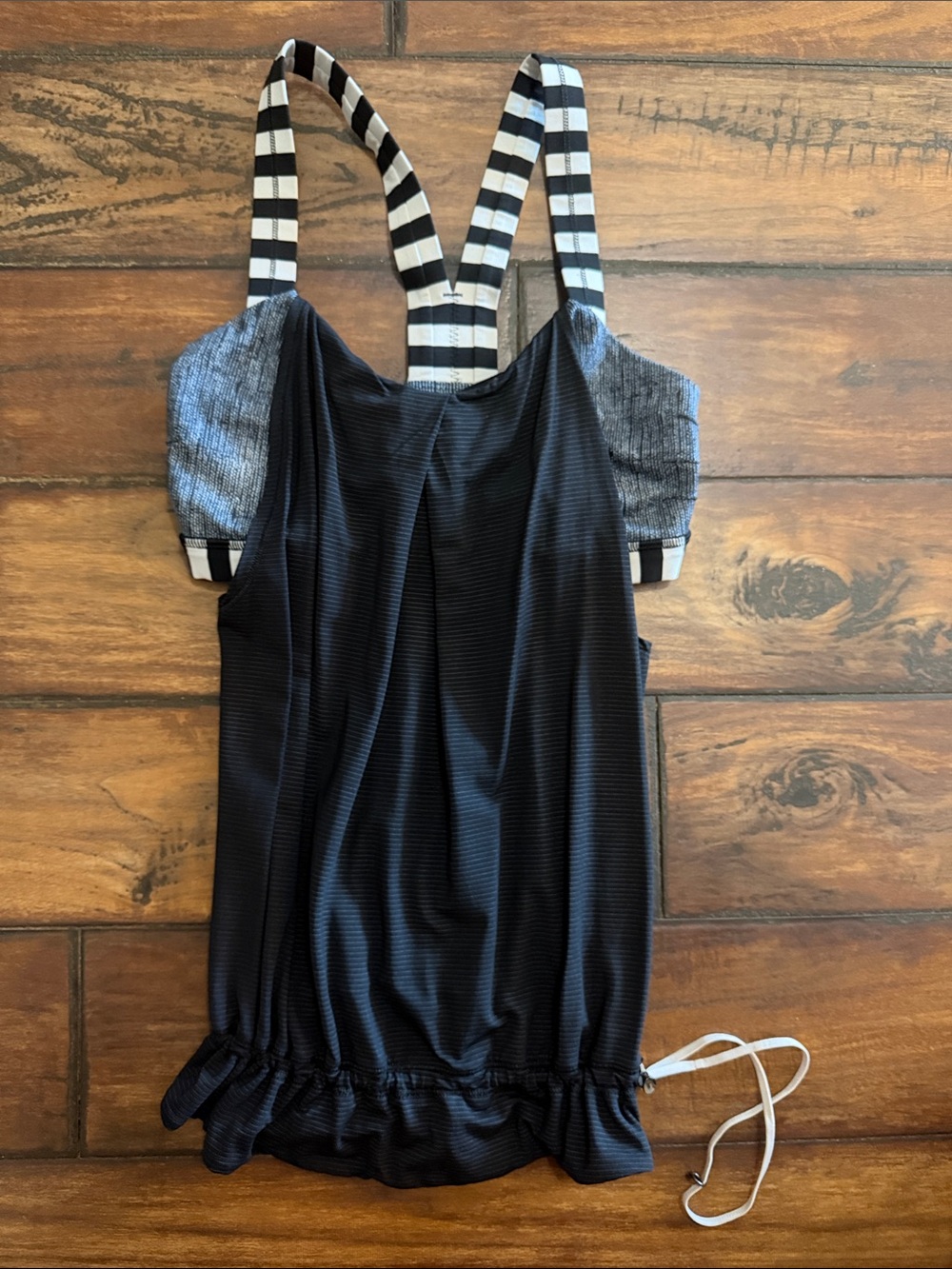 lululemon athletica Black Striped Strap Tank Top With Built in Sports Bra
